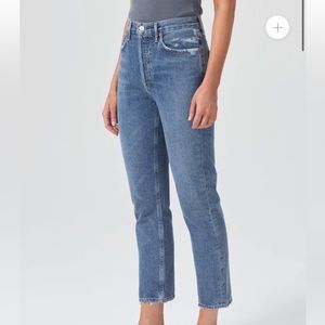 Agolde Riley High Rise Straight Crop Jeans - In Frequency